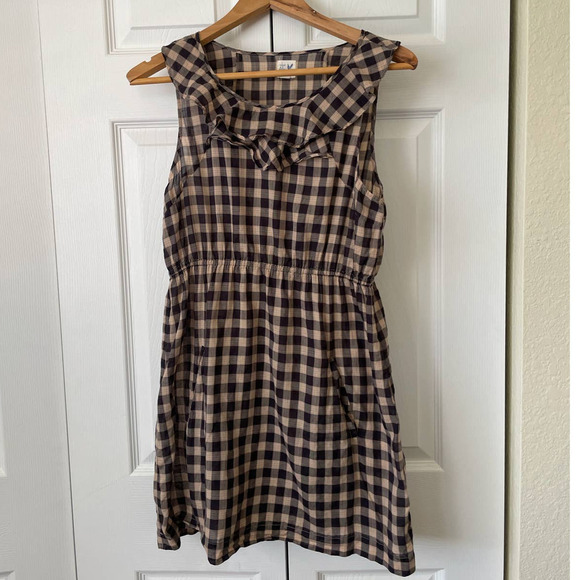 Anthropologie Edme & Esyllte Gingham Plaid Mini Dress with Ruffles • Size 8 🗣 - Picture 2 of 3